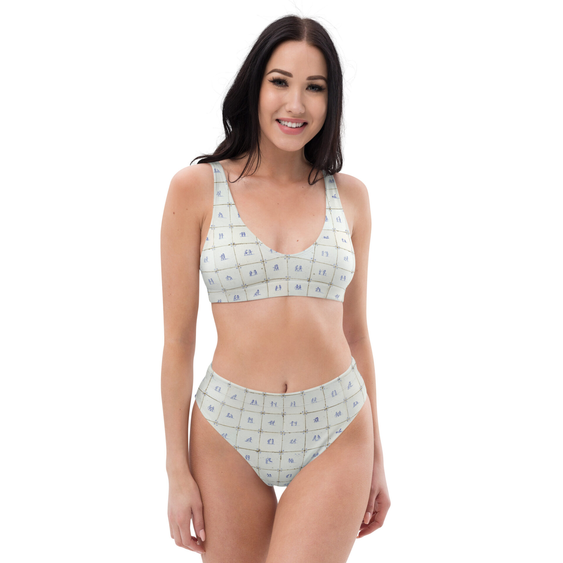 Delfts Blauwe bikini met hoge taille